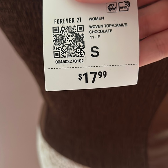 F21 Brown Satin Cut Out Tank Top - Picture 2 of 7